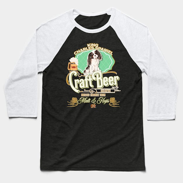 King Charles Spaniel Gifts - Beer Dog lover Baseball T-Shirt by StudioElla